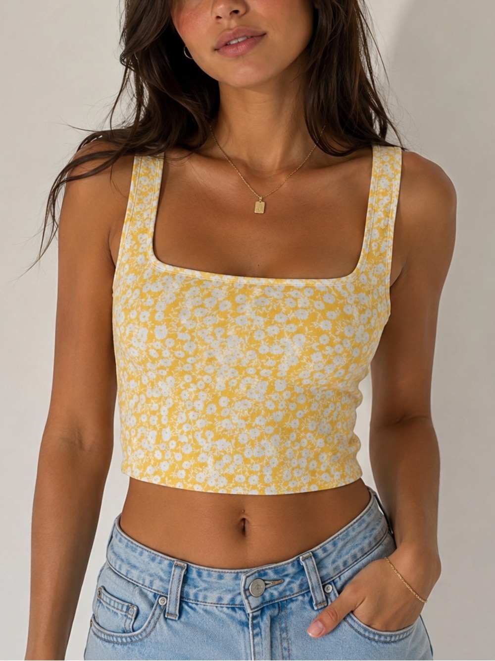 Floral Yellow Crop Top